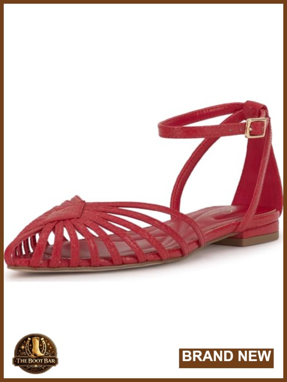 Faux Leather Pointed Toe Ankle Strap Flats